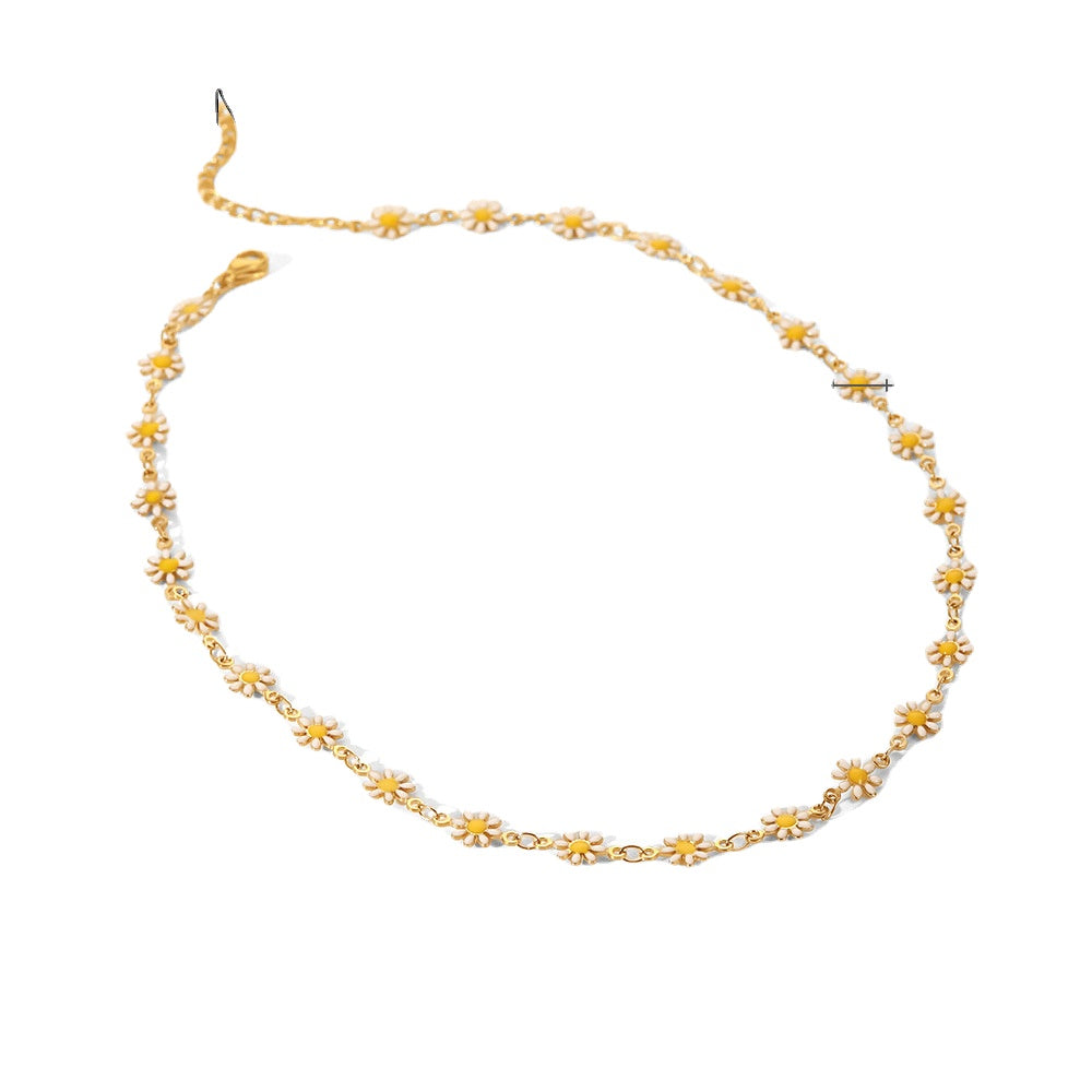 Wholesale Stainless Steel Colorful Small Daisy Chain Bracelet
